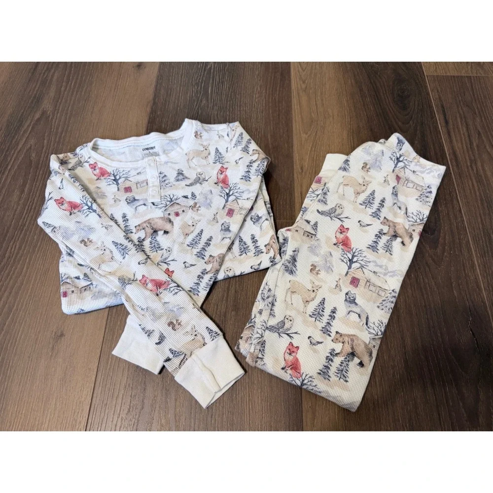 Gymboree Kids Size 8 Organic‎ Cotton Thermal Pajamas Set of 3 Fall Winter Prints